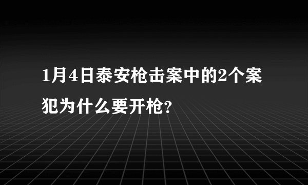 1月4日泰安枪击案中的2个案犯为什么要开枪？