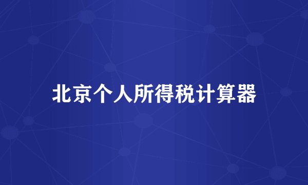 北京个人所得税计算器