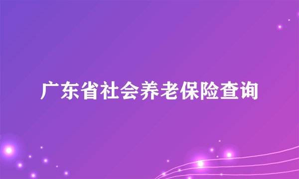 广东省社会养老保险查询