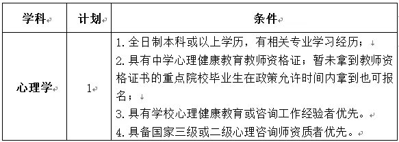 2020合肥滨湖寿春中学心理学教师招聘1人公告 