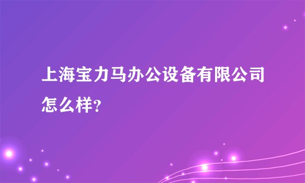上海宝力马办公设备有限公司怎么样？