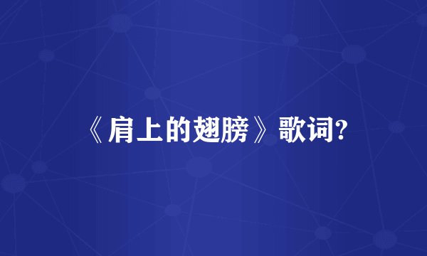 《肩上的翅膀》歌词?