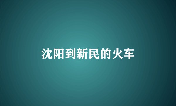 沈阳到新民的火车