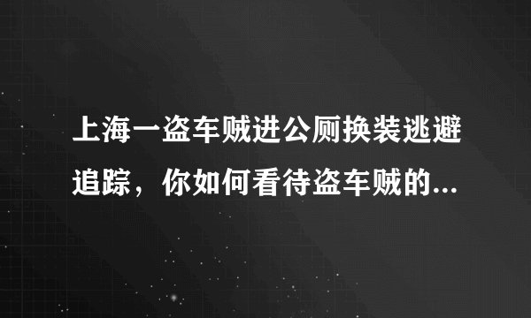 上海一盗车贼进公厕换装逃避追踪，你如何看待盗车贼的这一行为？