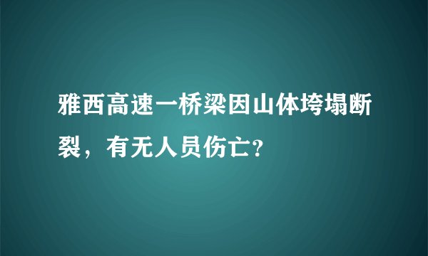 雅西高速一桥梁因山体垮塌断裂，有无人员伤亡？