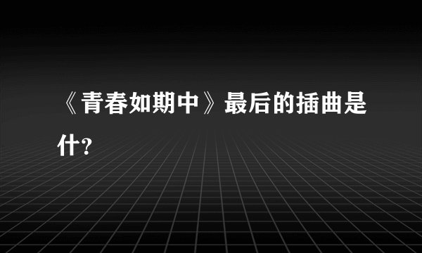 《青春如期中》最后的插曲是什？